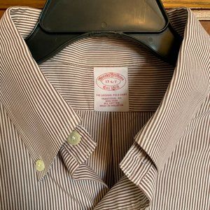 Brooks Brothers Traditional Fit- Long Sleeved Shirt. Size 17-6/7. Brown …